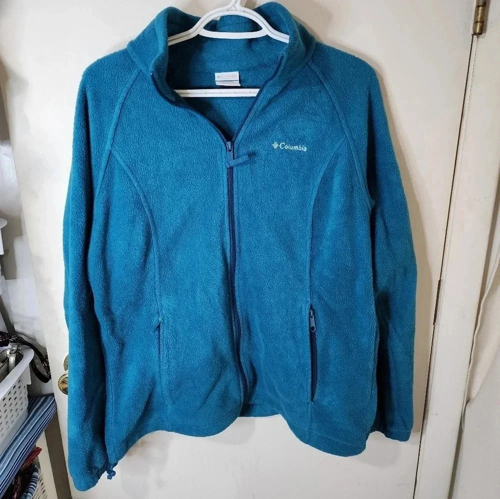 Columbia Woman's Fleece Jacket Size L Blue Teal